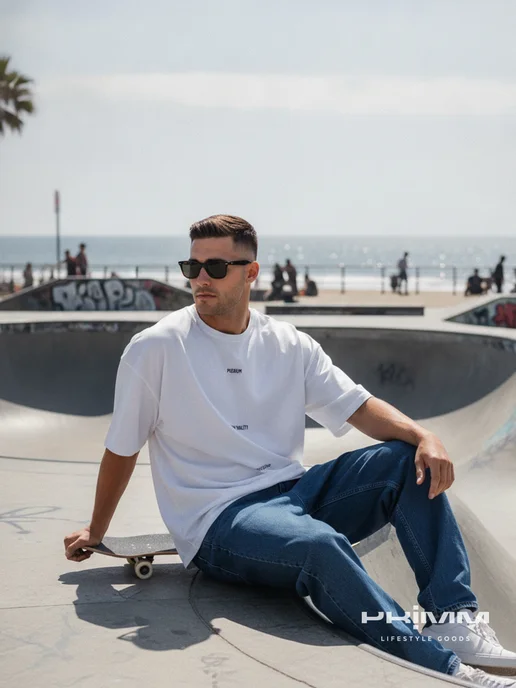 Primm Футболка оверсайз плотная с принтом хлопок, белый, фото 8