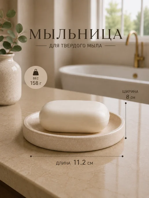 PRIMBERY Набор аксессуаров для ванной комнаты, бежевый, фото 4