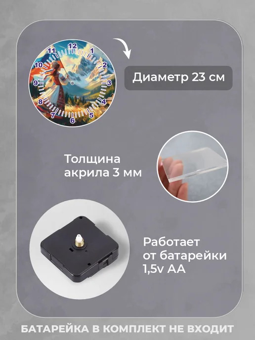 ChilArt Часы настенные интерьерные бесшумные Девушка, голубой, фото 3