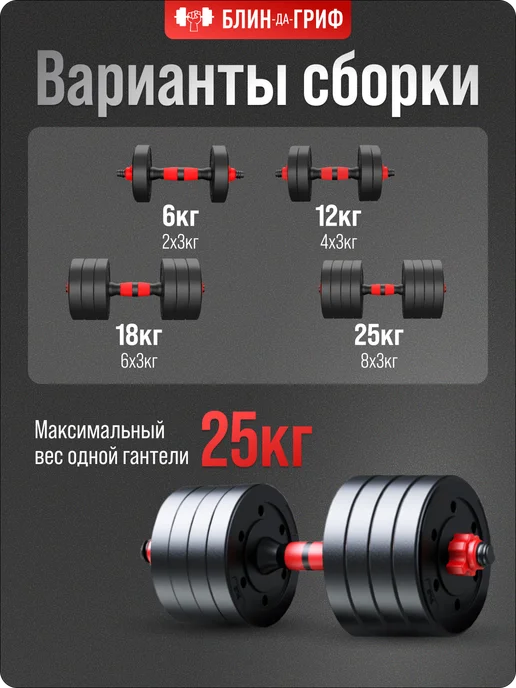 BDGPRO Гантели разборные 2шт 5кг 10кг 15кг 20кг 30кг 40кг штанга, 25 кг, 1 шт, фото 3