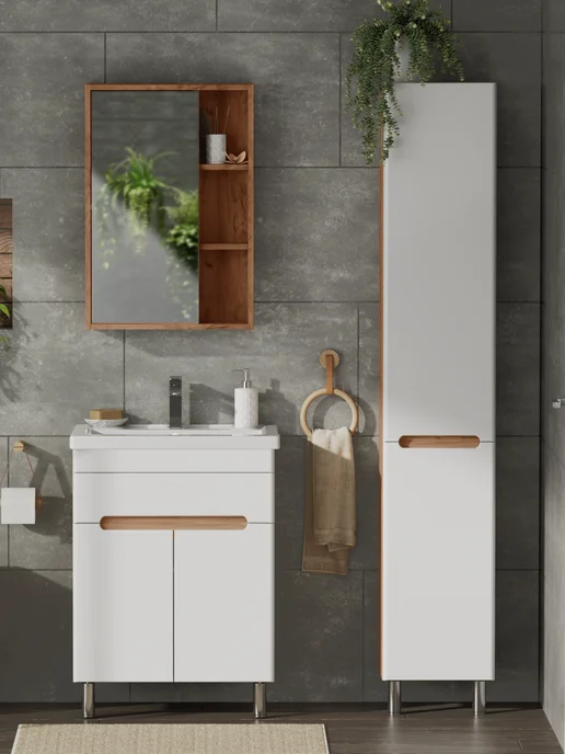 NESSTOR Тумба напольная FAME 50 с раковиной Foster 50, белый, фото 2