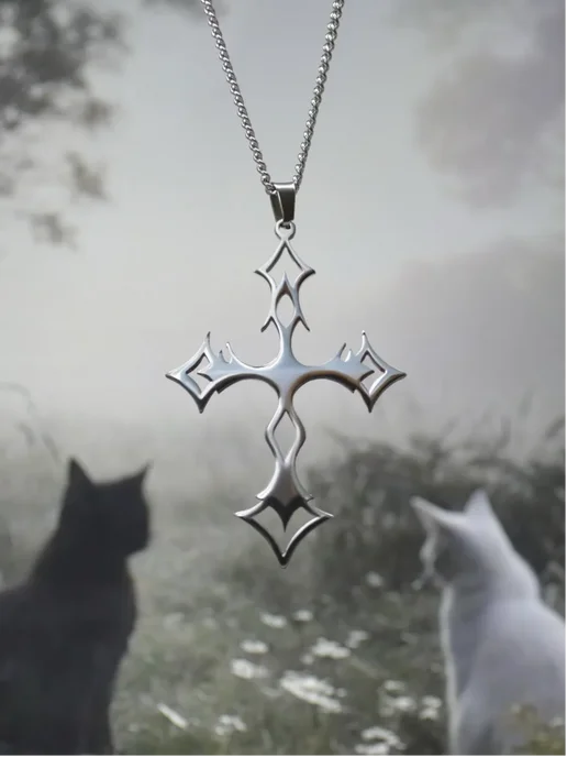 Dekal Store Подвеска Crucify готический крест y2k, серый