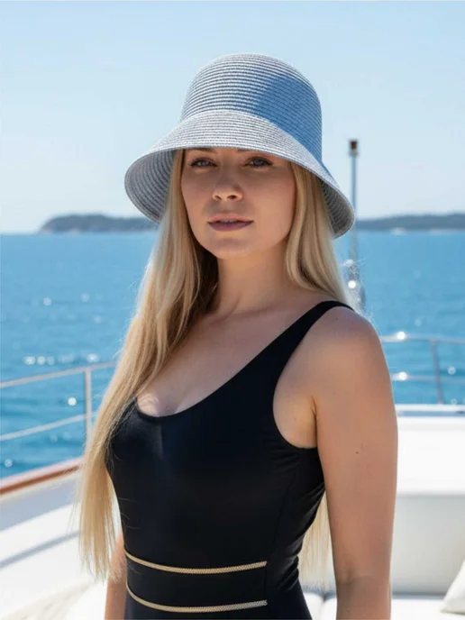 Katerina Lev Шляпа панама лето-осень демисезонная Vika, голубой, фото 6