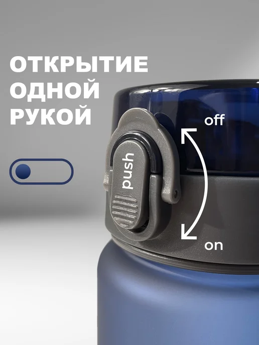 Aika "Яркость и стиль в спорте" Спортивная бутылка для воды "Борьба", черная, синий, фото 4