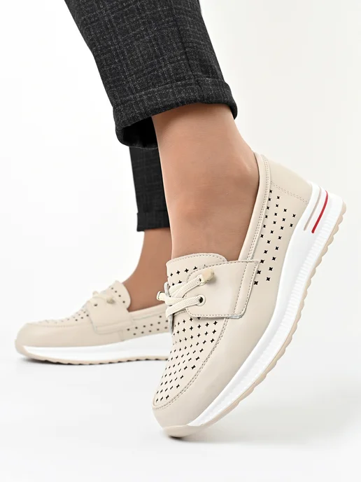 ASIK SHOES Мокасины кожаные перфорированные, вариант