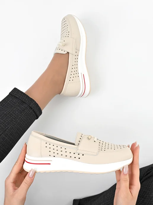 ASIK SHOES Мокасины кожаные перфорированные, вариант, фото 5