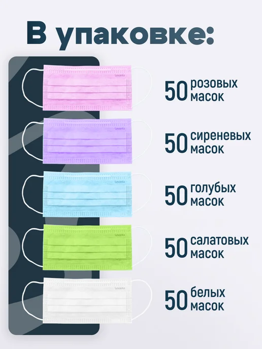 Levanta Маски медицинские одноразовые, голубой, фото 2