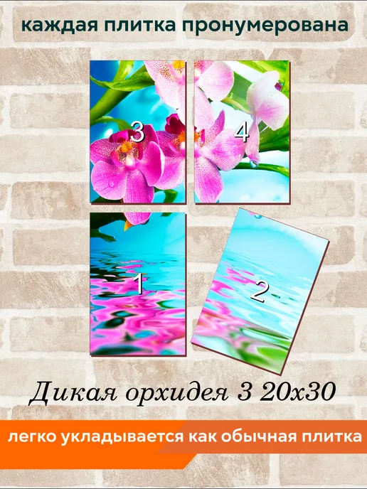 fres-co Панно из керамической плитки Дикая орхидея 3 20х30, 20x30, фото 4