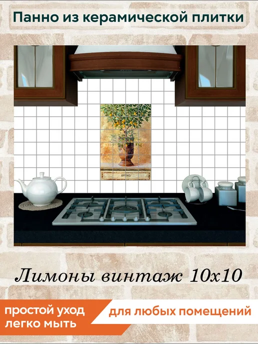 fres-co Панно из керамической плитки Лимоны винтаж 20х20, 10x10, фото 3