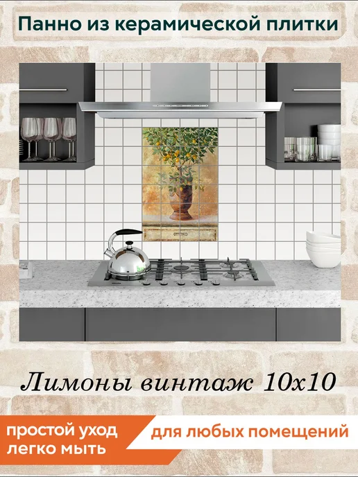 fres-co Панно из керамической плитки Лимоны винтаж 20х20, 10x10, фото 5
