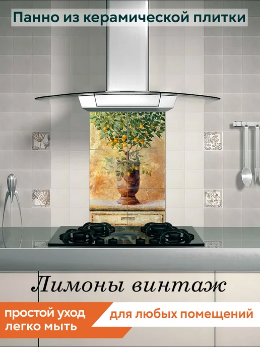 fres-co Панно из керамической плитки Лимоны винтаж 20х20, 20x20, фото 3