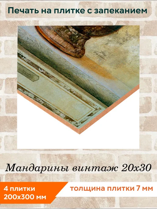 fres-co Панно из керамической плитки Мандарины винтаж 10х10, 20x30, фото 2