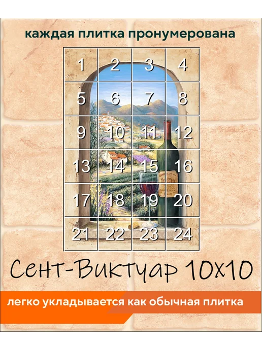 fres-co Панно из керамической плитки Сент-Виктуар 20х30, 10x10, фото 4