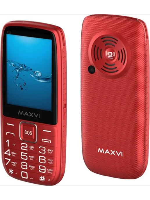 Maxvi Телефон мобильный B32 Black 2 SIM 32Мб Черный, красный