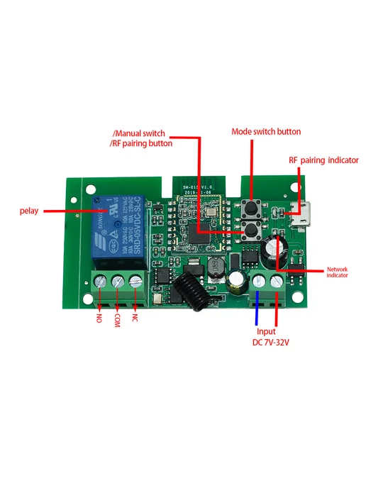 1 канал zigbee умный переключатель сухой контакт 7V-32V, 1 канал умный переключатель, фото 5