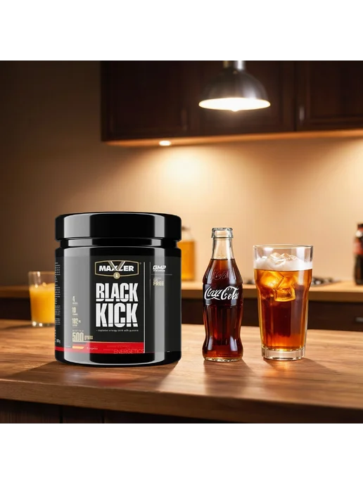 MAXLER Энергетик + витамины + минералы Black Kick 500гр БАНКА Кола, 500 г, фото 5