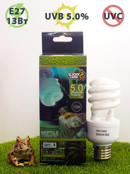 Lucky Herp Ультрафиолетовая лампа UVB 5.0% - 13W для рептилий LuckyHerp, 13 Вт, фото 2