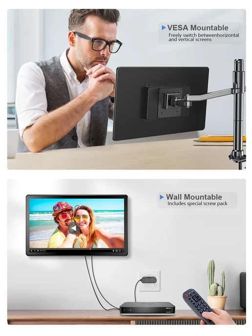 Uperfect 15,6-дюймовый сенсорный портативный монитор VGA DVI HDMI USB, вариант, фото 6