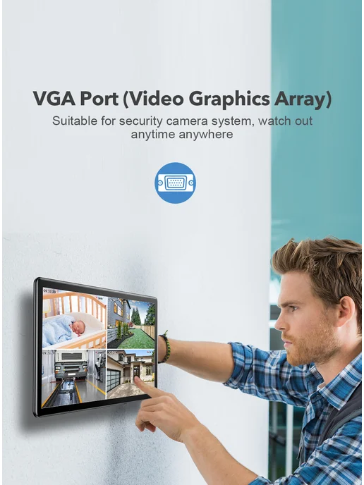 Uperfect 15,6-дюймовый сенсорный портативный монитор VGA DVI HDMI USB, вариант, фото 7