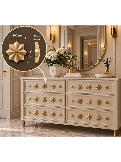 DECOR KZ Декоративная лепнина из полиуретана О3 шапочка 100*100, 100x100, фото 5