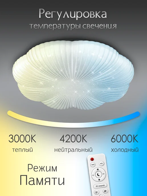 WEDO LIGHT Люстра потолочная LED 90Вт 50см пульт для зала спальни, 90 Вт, фото 4