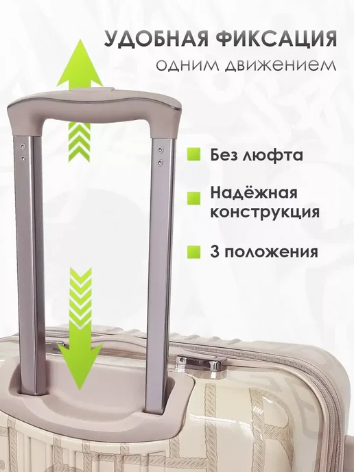 Lushberry Чемодан на колесах маленький S, бежевый, фото 4