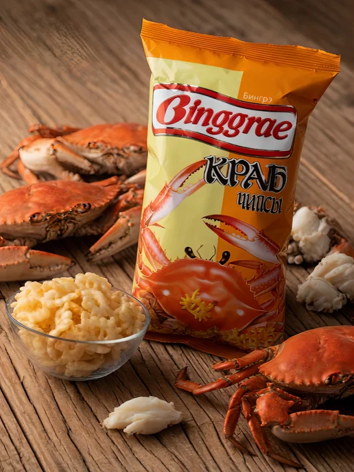 Binggrae Чипсы воздушные со вкусом краба, 130 г, 130 г