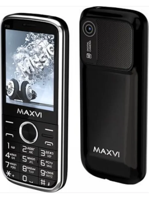 Maxvi Телефон мобильный Р30 Black 2 SIM 32Мб Черный, черный