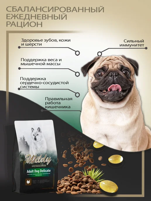 Сухой корм WILDY Dog Delicate для собак, взрослые, 1 кг, фото 2