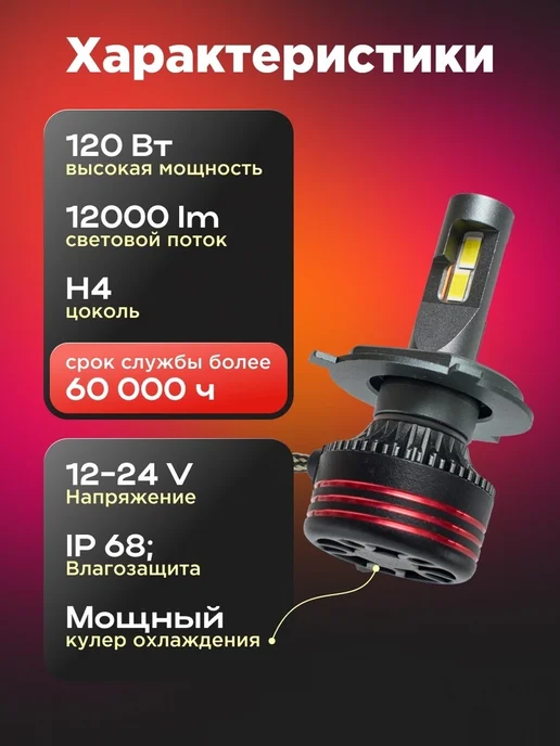 OCEAN LED Автомобильные светодиодные лампы h4, вариант, фото 2