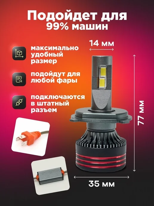 OCEAN LED Автомобильные светодиодные лампы h4, вариант, фото 4