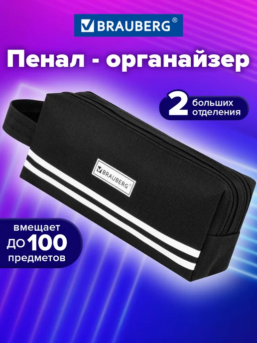 Brauberg Пенал органайзер школьный для карандашей и ручек 2 отделения, вариант