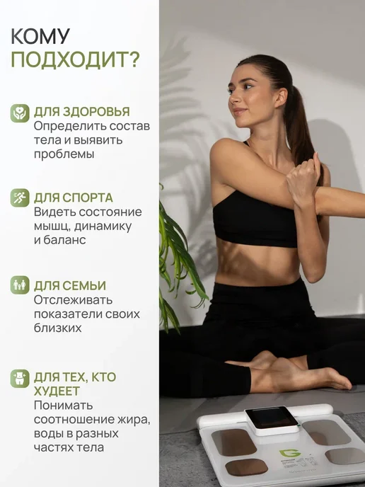 GREENNOVO Умные весы с технологией BIA, белый, фото 7