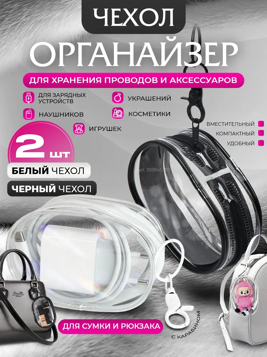 Чехол органайзер для хранения зарядки и проводов 2 шт