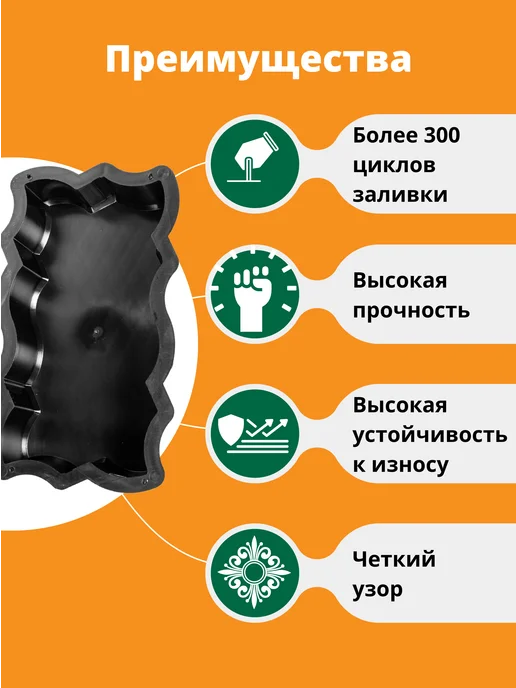 Standartpark Форма для брусчатки Волна зигзаг шагрень - 10 шт, 10 шт, фото 2