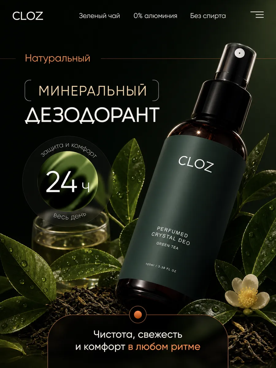 Минеральный дезодорант кристалл