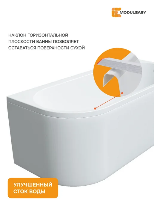 MODULEASY Ванна акриловая 170х75 см Сэм левая набор 4в1 01сэм1775лкп, 170x75 см, фото 5
