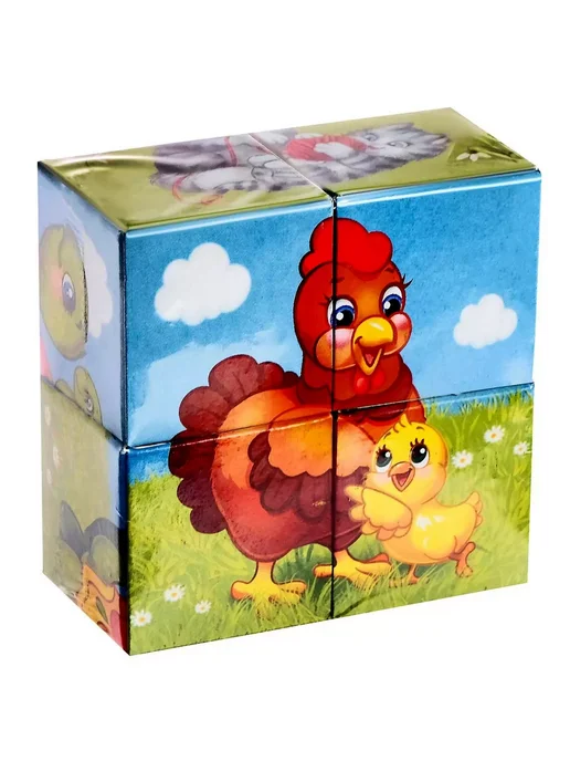 IQ-Zabiaka Кубики картонные животные по методике Монтессори для детей, 4 шт, фото 8
