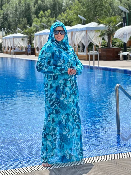 GuSu fashion Закрытый купальник буркини, голубой