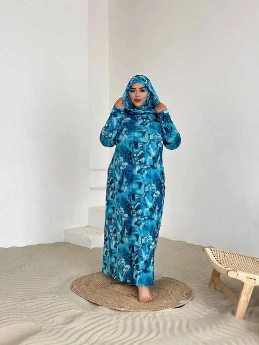 GuSu fashion Закрытый купальник буркини, голубой, фото 2