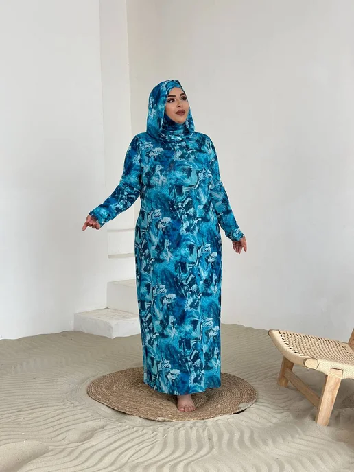 GuSu fashion Закрытый купальник буркини, голубой, фото 4