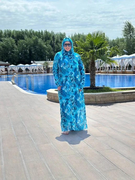 GuSu fashion Закрытый купальник буркини, голубой, фото 6
