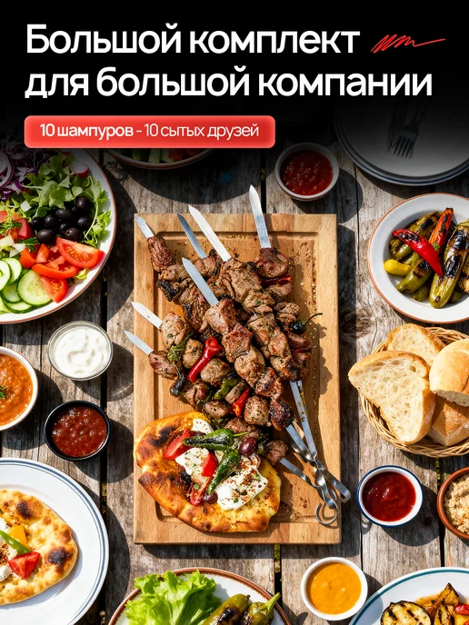 ASL АГРОСТРОЙ ЛИДЕР Шампура для шашлыка нержавейка, 10 шт, фото 4