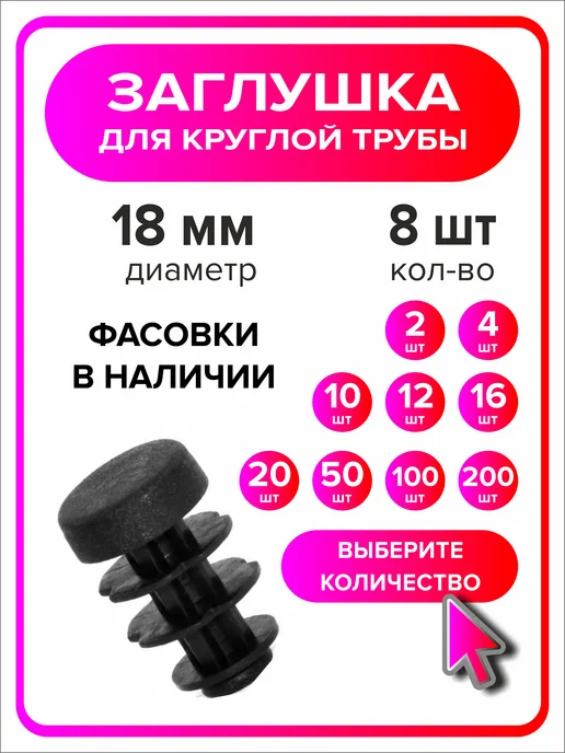 Я Мастер Заглушка 18 мм внутренняя для круглой трубы 8 шт, 8 шт