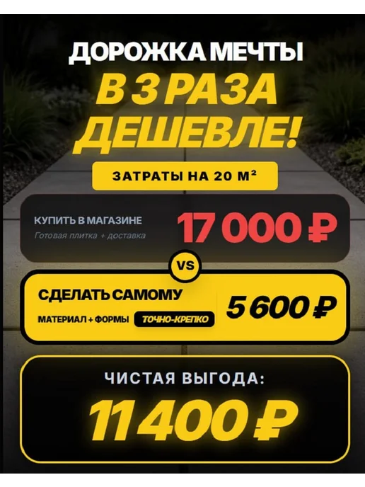 Точно-Крепко Форма для плитки тротуарной 8 кирпичей 30*30*4см, 10шт, 30x30, 10 шт, фото 2