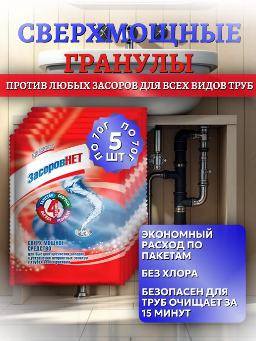 Средство от засоров труб, от засоров