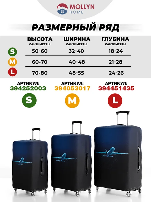 Mollyn Home Чехол на чемодан S, синий, фото 7