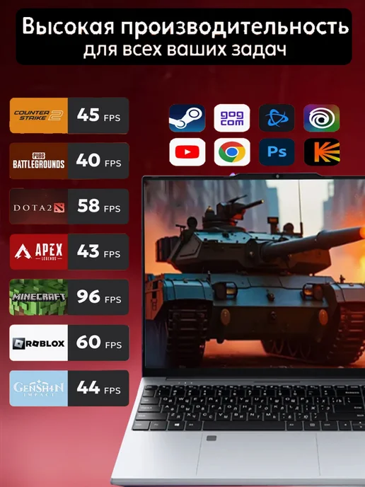 Ноутбук для работы и учебы 15 6" 4-ядра IPS 16Gb SSD 512 Gb, 16 ГБ, 512 ГБ, фото 4