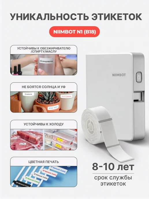 Niimbot Этикетки прозрачные для термопринтера N1(B18), белый, фото 4