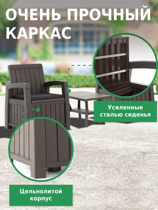 HELEX Комплект садовой мебели с ящиками для хранения, вариант, фото 2